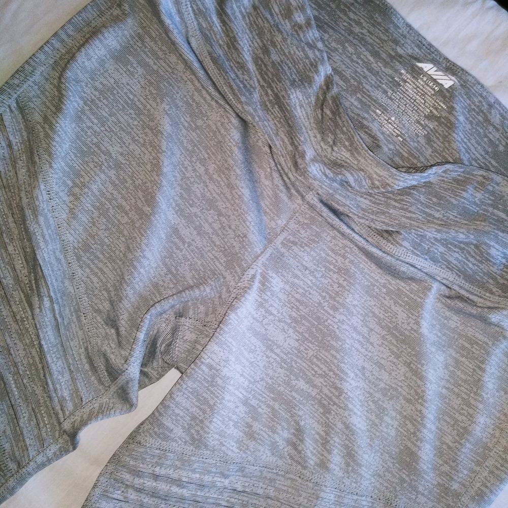 AVIA Women's Heathered Gray Athletic Leggings Size Large Moto Style Panels
